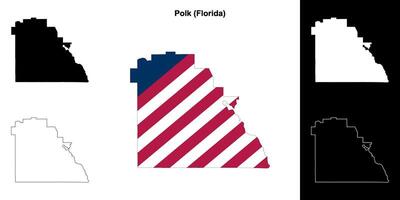Polk County, Florida outline map set vector