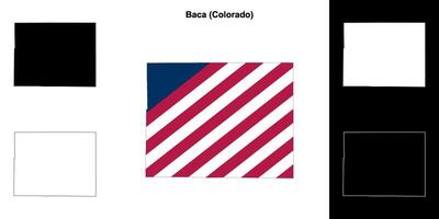 Baca County, Colorado outline map set vector