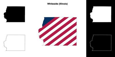 Whiteside County, Illinois outline map set vector