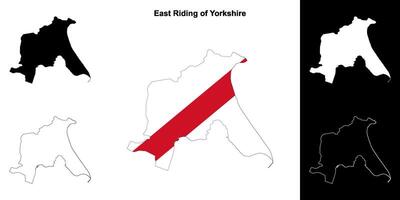 East Riding of Yorkshire blank outline map set vector