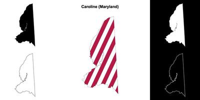 Caroline County, Maryland outline map set vector