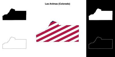 las animas condado, Colorado contorno mapa conjunto vector