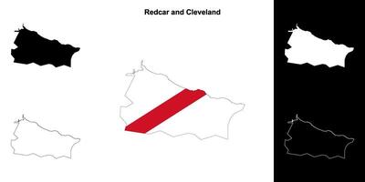 Redcar and Cleveland blank outline map set vector