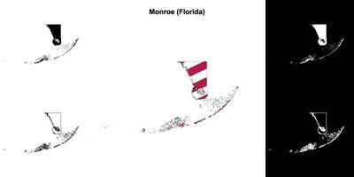 Monroe County, Florida outline map set vector
