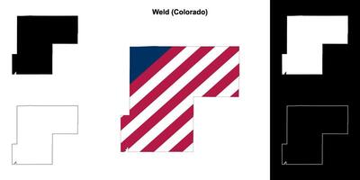 Weld County, Colorado outline map set vector