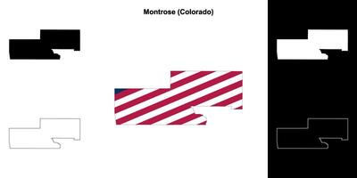 Montrose County, Colorado outline map set vector