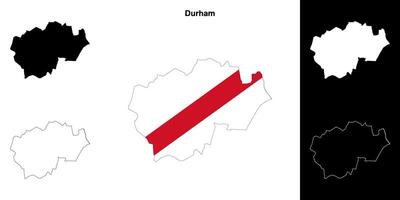 Durham blanco contorno mapa conjunto vector