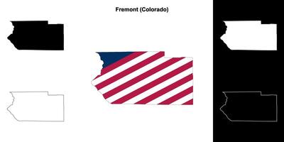 Fremont County, Colorado outline map set vector