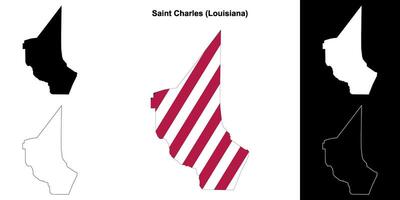 Saint Charles Parish, Louisiana outline map set vector