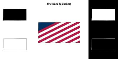 Cheyenne County, Colorado outline map set vector