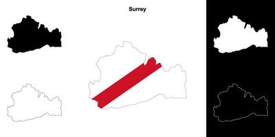 Surrey blank outline map set vector