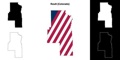 Routt County, Colorado outline map set vector