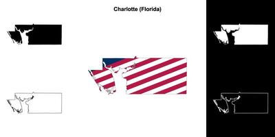 Charlotte County, Florida outline map set vector