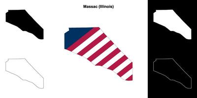 Massac County, Illinois outline map set vector