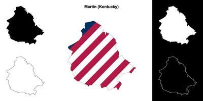 Martin County, Kentucky outline map set vector