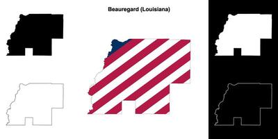 Beauregard Parish, Louisiana outline map set vector