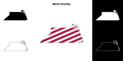 Martin County, Florida outline map set vector