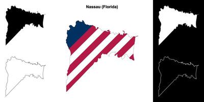 Nassau County, Florida outline map set vector