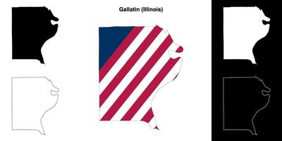 Gallatin County, Illinois outline map set vector