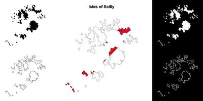 Isles of Scilly blank outline map set vector