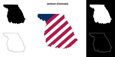 Jackson County, Colorado outline map set vector
