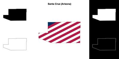 Santa Cruz County, Arizona outline map set vector