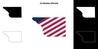 Jo Daviess County, Illinois outline map set vector