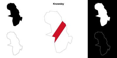 Knowsley blank outline map set vector