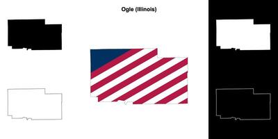 Ogle County, Illinois outline map set vector