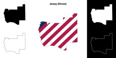 jersey condado, Illinois contorno mapa conjunto vector