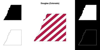 Douglas County, Colorado outline map set vector