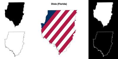 Dixie County, Florida outline map set vector