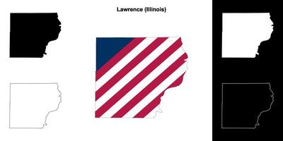 Lawrence County, Illinois outline map set vector