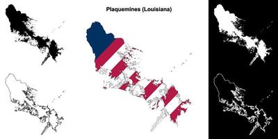 Plaquemines Parish, Louisiana outline map set vector