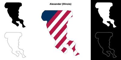 Alexander County, Illinois outline map set vector