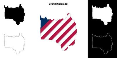 Grand County, Colorado outline map set vector