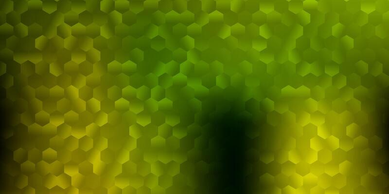Light green, yellow layout with shapes of hexagons.