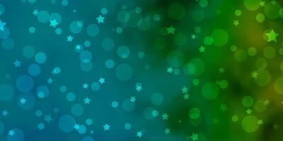 Light Blue, Green pattern with circles, stars. vector