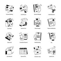 Bundle of Credit Card Transactions Line Icons vector