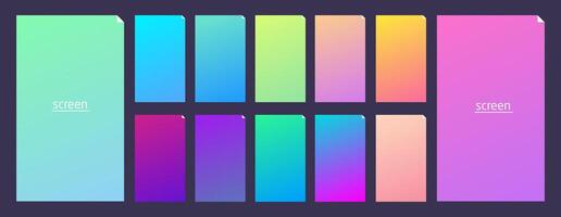 Vibrant and soft pastel gradient smooth color background set for devices, pc and modern smartphone screen soft pastel color backgrounds ux and ui design illustration. vector