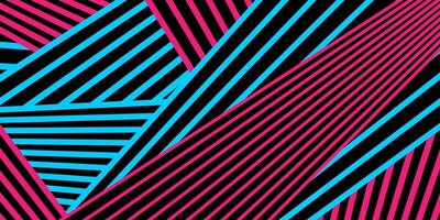 Abstract minimal background with blue, pink and black stripes vector