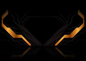 Golden geometric lines abstract futuristic tech background vector