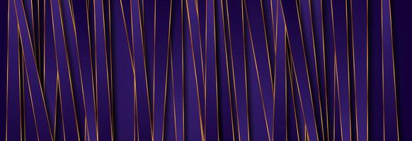 Violet stripes and golden lines abstract tech geometric background vector