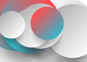 Red, blue and grey circles abstract minimal background vector