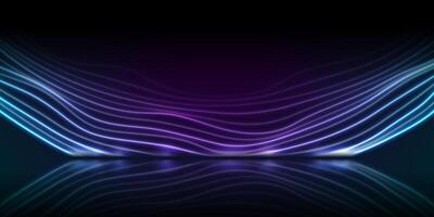 Blue purple neon waves abstract technology background vector