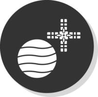 Venus With Satellite Glyph Grey Circle Icon vector