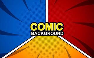 Comic book page background with radial effect, halftone, in pop art style. Colorful blank template. illustration vector