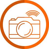 Camera Line Orange Circle Icon vector