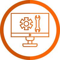 técnico apoyo línea naranja circulo icono vector