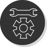 técnico apoyo línea gris circulo icono vector